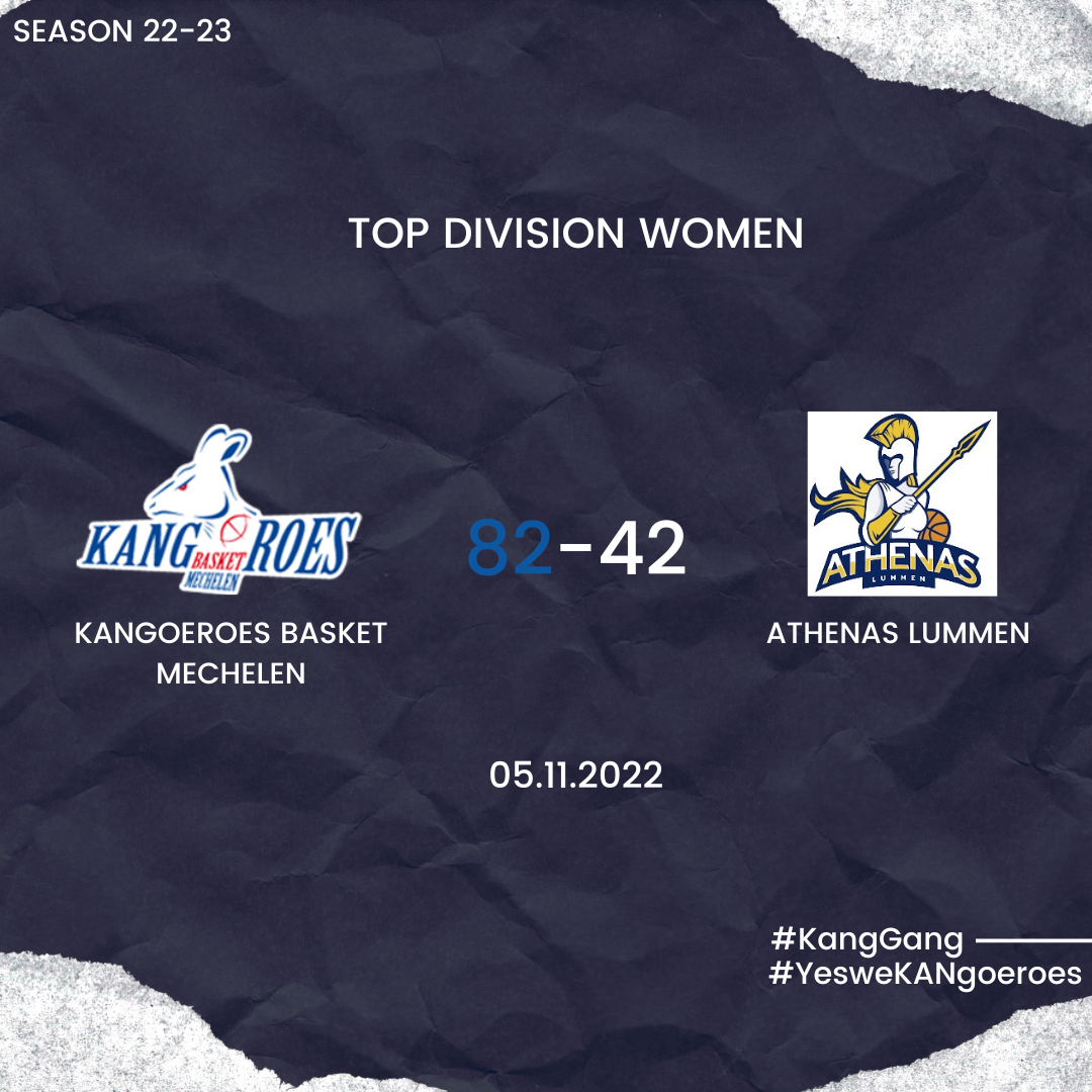 Kangoeroes Basket Mechelen – Athenas Lummen: 82-42